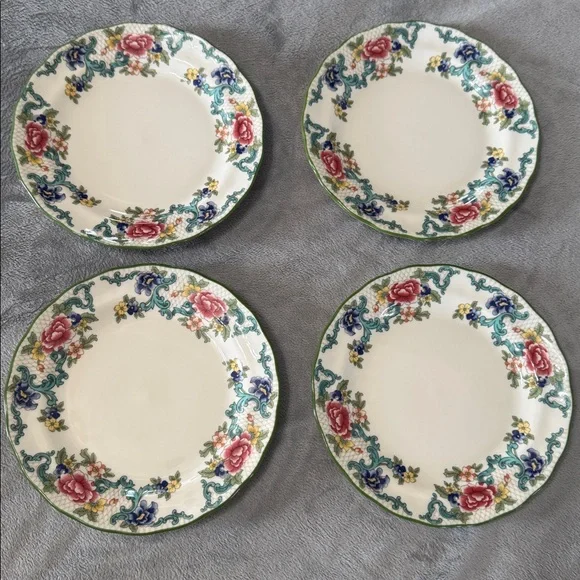 Royal Doulton Florandora Green 1981 Bread and Butter Pate T. C. 1127 Fine China - Picture 10 of 11